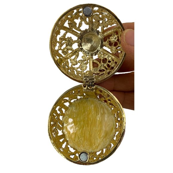 Trinket Decorative Box Gift Metal Hand Painted Magnetic Lid on Hinge 2.5" 6562 - Picture 3 of 8